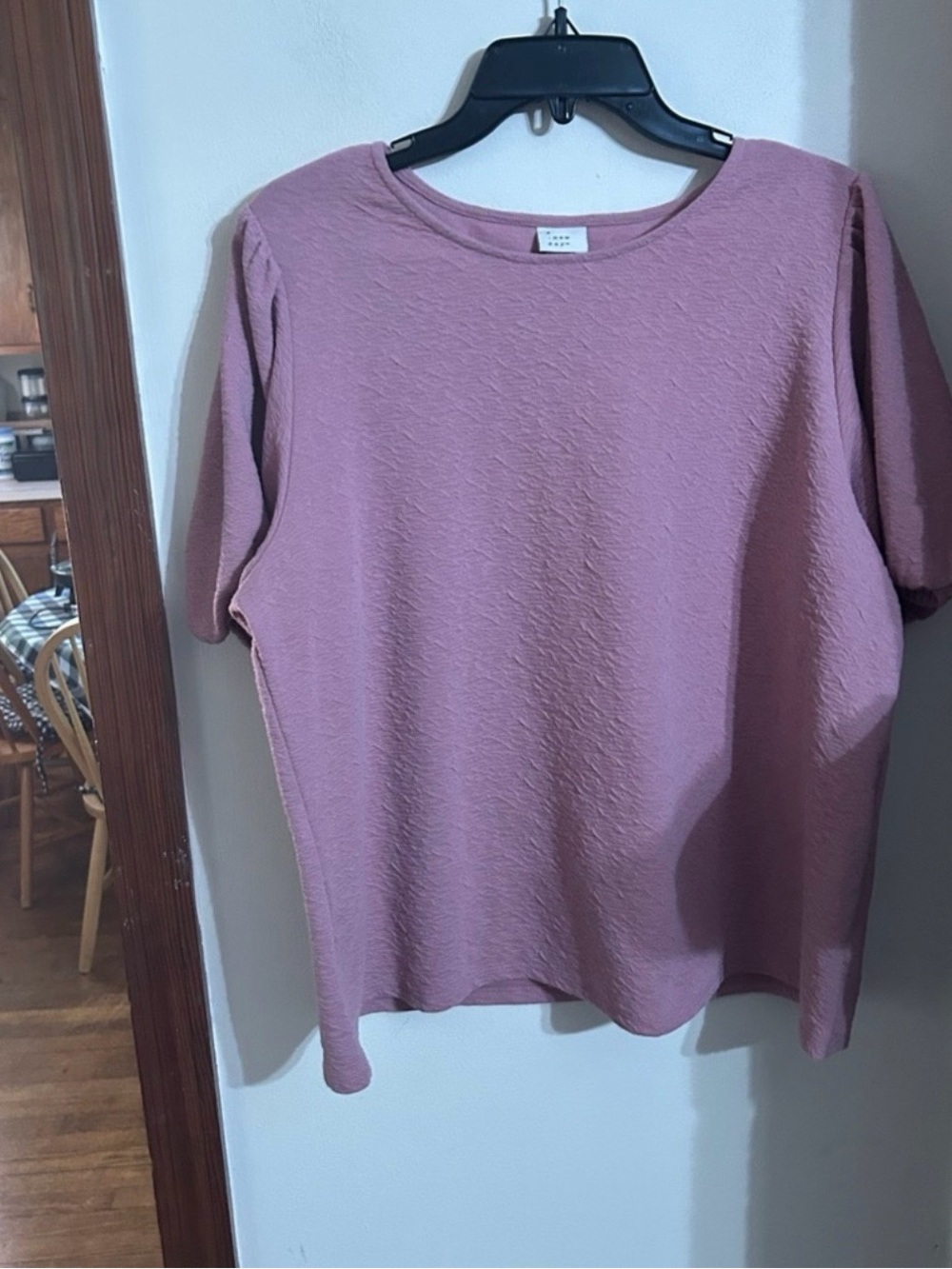 NWOT a new day Size XXL Mauve Pink Textured Puff Short Sleeve  Tee